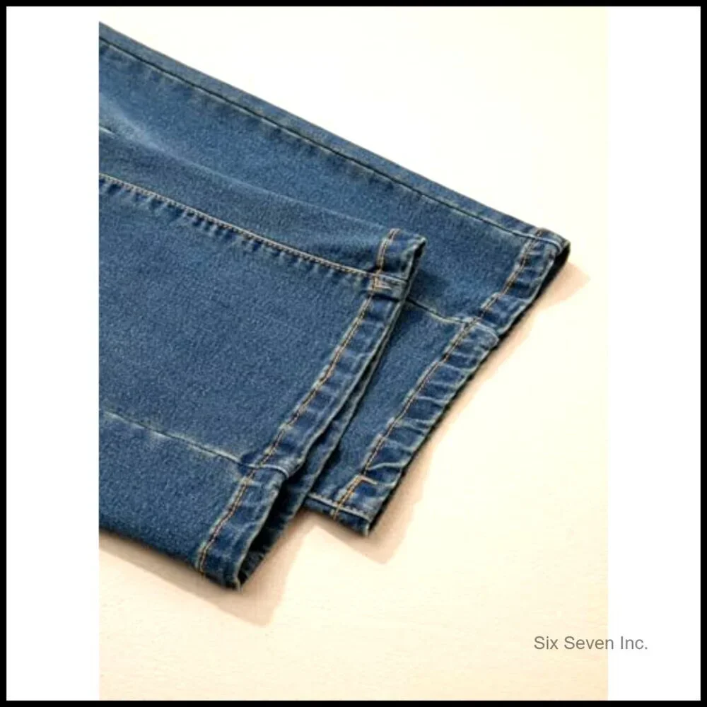 Wide Leg Jeans High Waisted Stretchy Baggy Front Seam Denim Pants Y2K